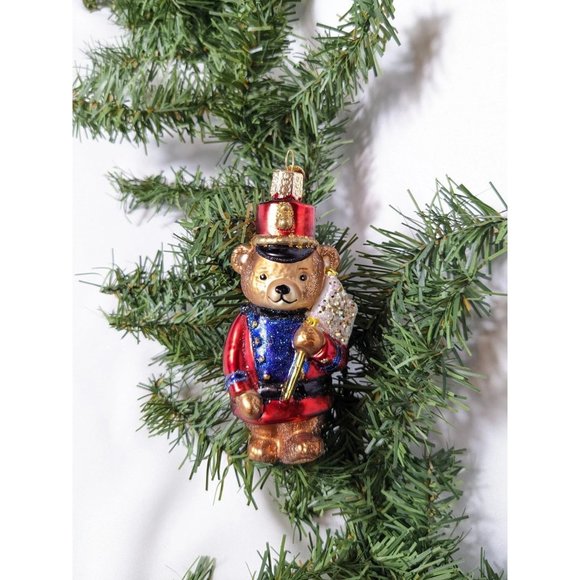 Marching Band Blown Glass Teddy Bear Old World Ornament - Picture 1 of 4